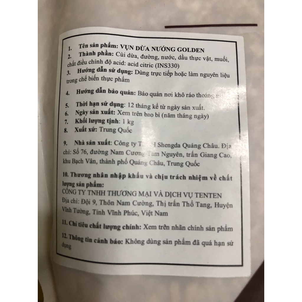 Vụn Dừa Nướng Golden 1kg, Bột Kem Trứng Cô Gái Xiaka Đài Loan Loại 1 Thơm, Ngon, Chuẩn Vị