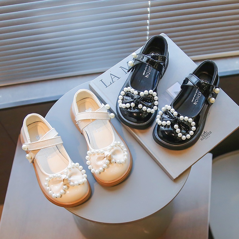 Giày Búp Bê Da Đế Mềm Chống Trượt Đính Nơ Dễ Thương Cho Bé Gái Từ 3-16 Tuổi
