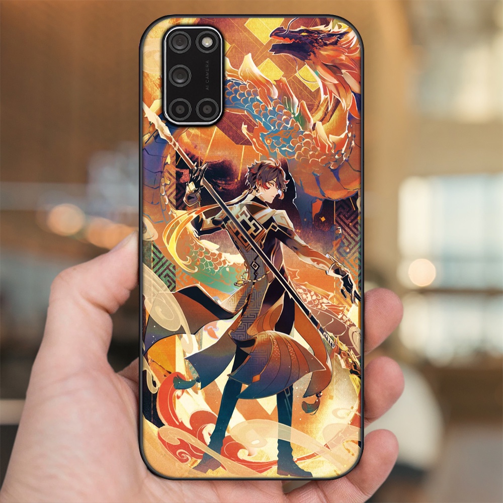 Ốp lưng Oppo A52, A92 viền đen in hình Zhongli Genshin Impact