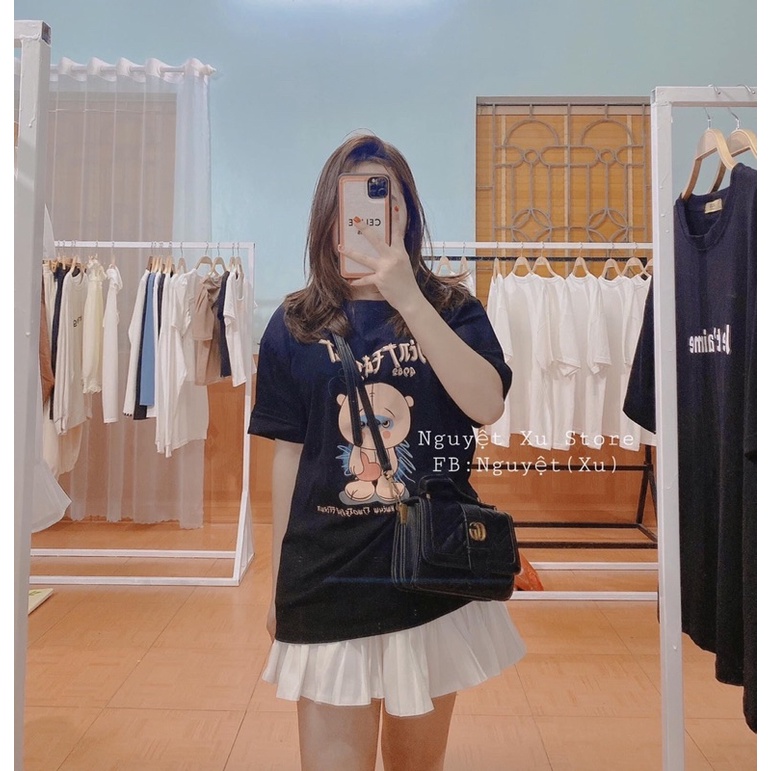 Set gấu ôm tim chữ nhật mix chân váy tennis TTS877