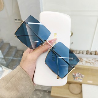 Kính gọng vuông kim loại nữ 2022, Kính râm nữ thời trang đi biển màu xanh đen nâu_MS04