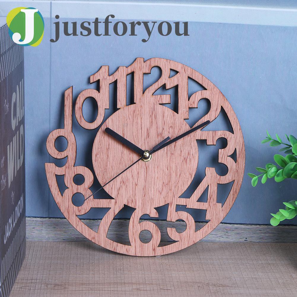 Justforyou2 Round Wall Clock Wood Clocks Home Decorative Watch for Living Room Bedroom