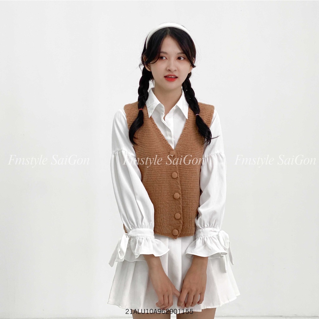 Áo len gile 5 nút bọc nữ dáng rộng cardigan màu hàn quốc oversize ulzzang thu đông Fmstyle Saigon 21ALU10A962901 | BigBuy360 - bigbuy360.vn