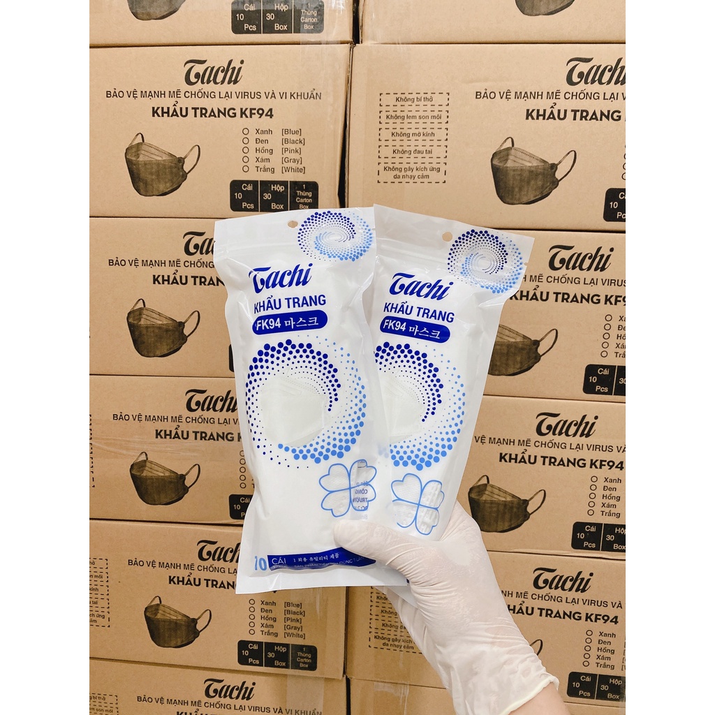 Thùng 300 Cái Khẩu Trang KF94 TACHI Hàng Vải SMS Siêu Đẹp Kháng Khuẩn 4 Lớp