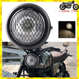 Đèn pha độ Cafe Racer 6,5 icnh mặt kính gáo sắt sơn đen có lưới cáo bảo vệ dành cho win độ, gn125..