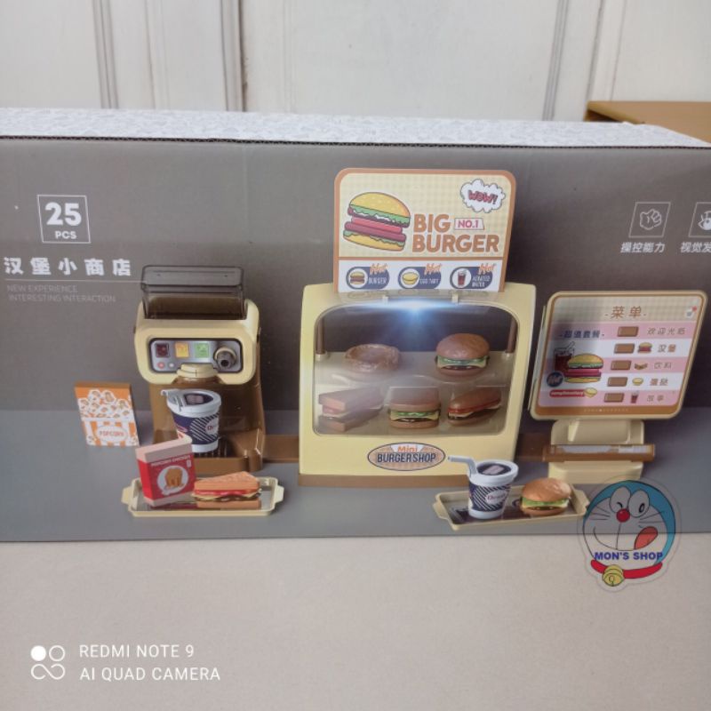 Đồ chơi siêu thị bán đồ ăn nhanh fast food, có máy bán nước tự động y như thật, dùng pin có âm thanh và ánh sáng