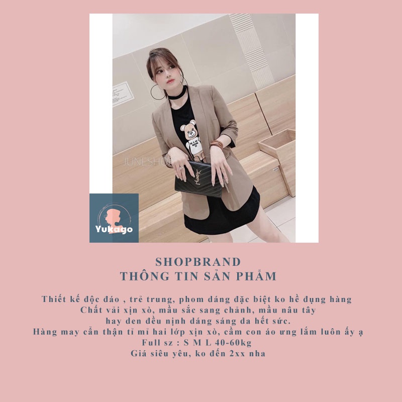 Áo blazer nữ công sở 2 lớp xuông dài tay phong cách Hàn Quốc YUKAGO TQ65622G