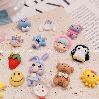 Set charm gấu thú mix ngẫu nhiên trang trí móng tay