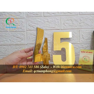Số Nổi, Ký Tự Nổi, Chữ Nổi - Số Nhà Nổi - Chất liệu Nhôm Alumium Vàng Gương, Vàng Xước, Bạc Xước + Đế Mica Chữ nổi 8mm