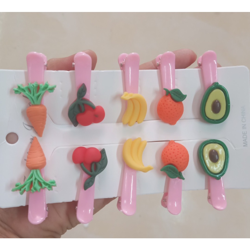 [Mẫu mới]Sét 10 kẹp tóc hoa quả dễ thương cho bé gái