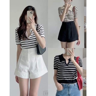 Áo Len Polo Kẻ Ngang Cộc Tay, Labibi
