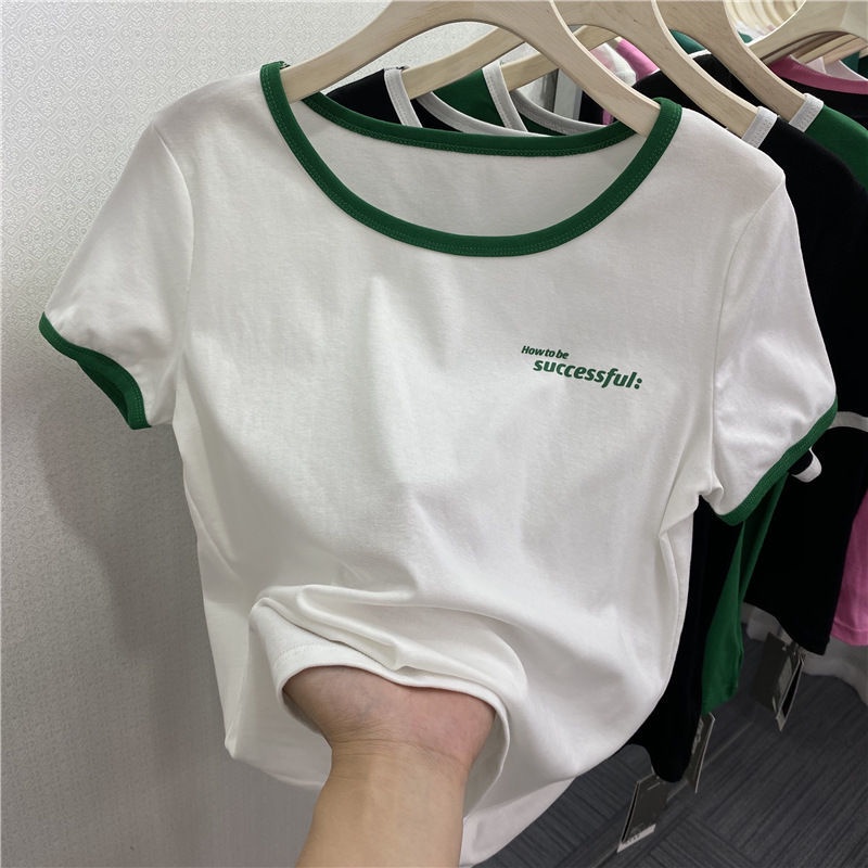 Áo thun BH tay ngắn in chữ nhiều màu sắc thời trang mùa hè cho nữ
