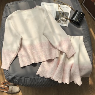 Set áo váy ombre trắng hồng xinh xắn