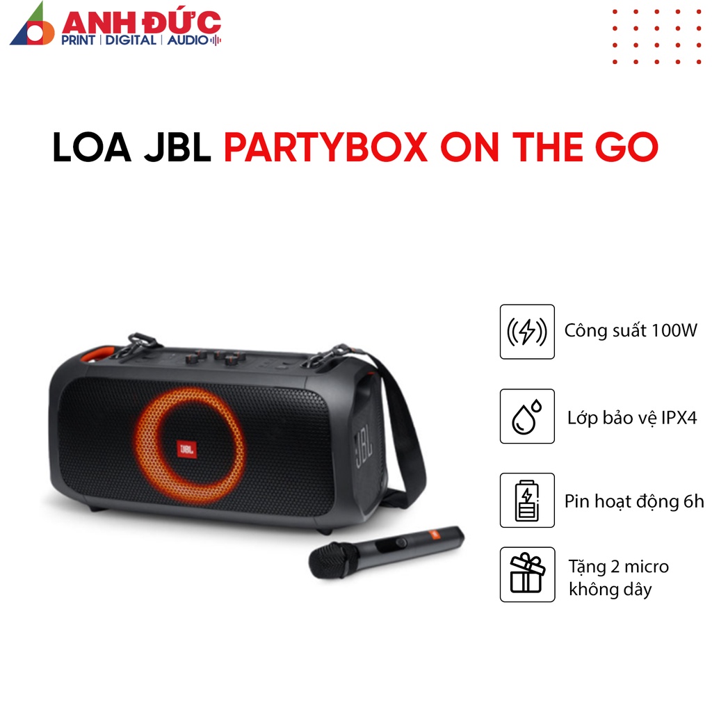 Loa sony J B L Partybox On The Go, Công suất 100w, bảo hành 12 tháng chính hãng PGI