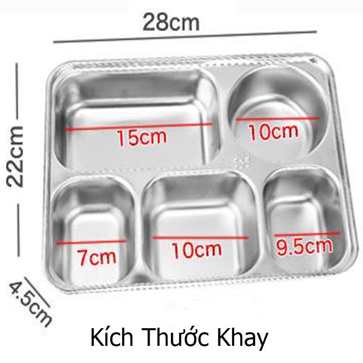 [Hàng Cao Cấp]Hộp Cơm Văn Phòng Khay Inox 5 Ngăn Có Bát Để Canh Bọc Nhựa Bên Ngoài - Giá Điện Thoại Tặng Thìa Đũa Inox