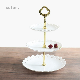 Khay đựng bánh kẹo trái cây ba tầng bằng nhựa phong cách châu Âu