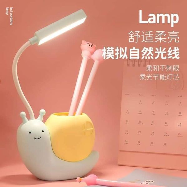 Đèn Học Để Bàn Mini Hình Ốc Sên Siêu Dễ Thương Kèm Ống Bút
