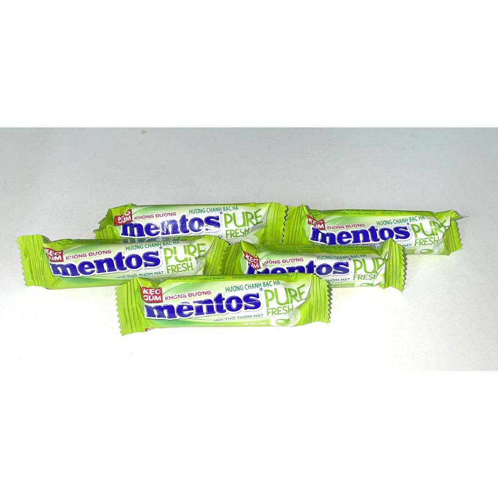 [Combo 5 Thỏi] Kẹo Gum Cao Su Không Đường Mentos Hương Chanh Bạc Hà Pure Fresh (5 Thỏi x 10.5g)