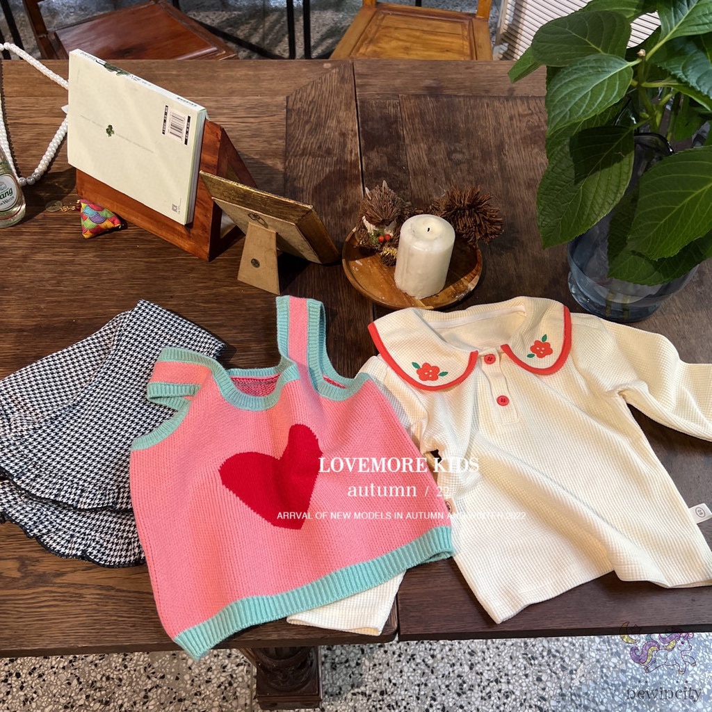 Áo Sơ Mi Không Tay Dệt Kim In Hình Trái Tim Dễ Thương Phong Cách Hàn Quốc Thời Trang Mùa