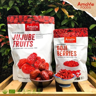 Combo sảm phẩm táo đỏ, kỉ tử hữu cơ Amavie