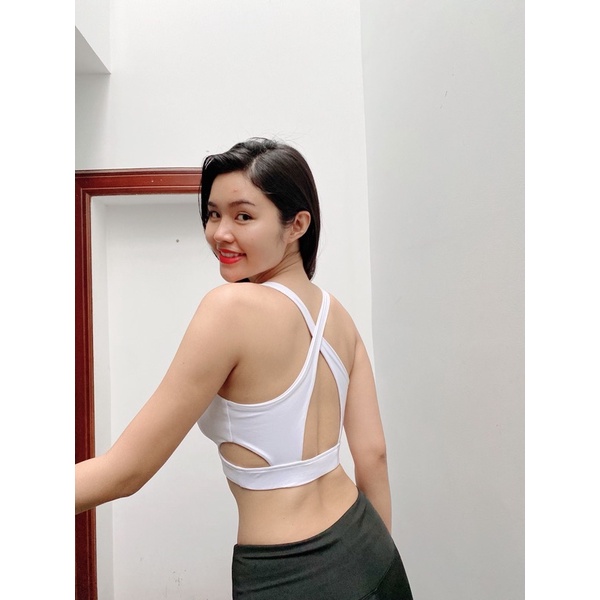 Áo Lót Thể Thao Tập Gym Yoga Nữ - Áo Bra Thể Thao Cut Eo, Đắp Chéo Trước Ngực, Hở Lưng Siêu Sexy