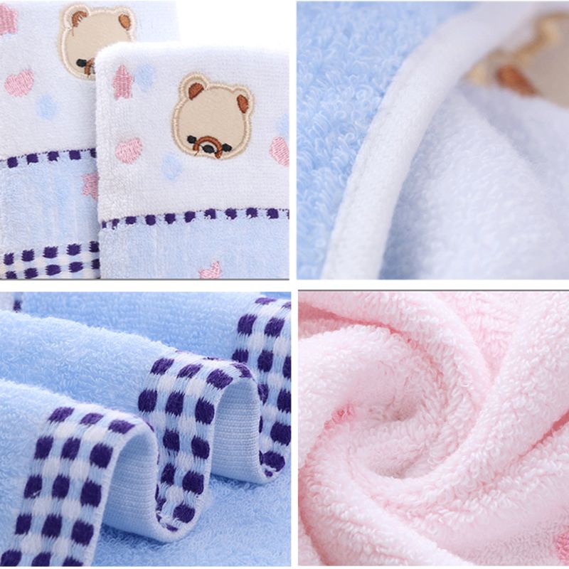 Khăn Tay Cotton Vuông 25x50cm Họa Tiết Gấu Hoạt Hình Cho Trẻ Mẫu Giáo