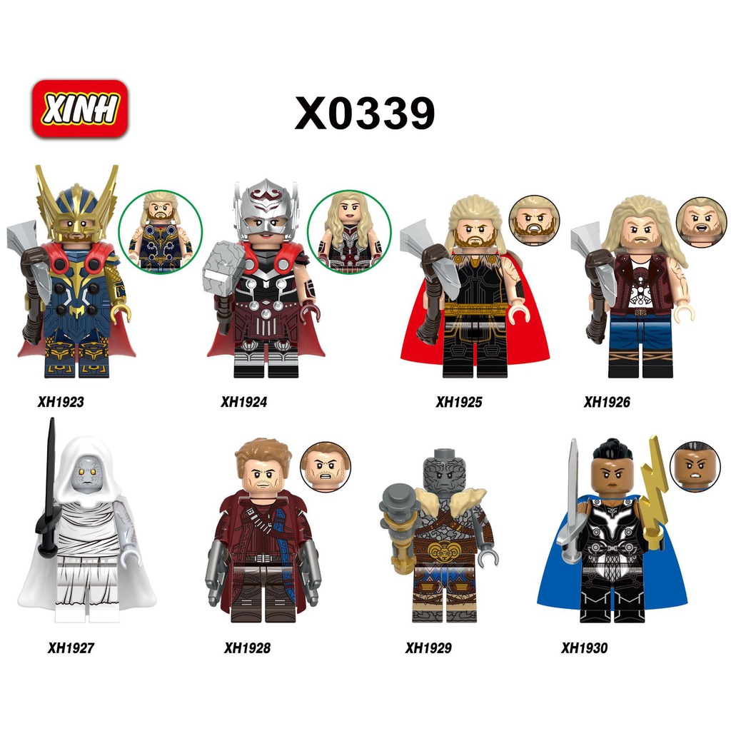 Minifigures Các Mẫu Nhân Vật Siêu Anh Hùng  Thor Love and Thunder Zeus Jane Korg X0339 - Đồ Chơi Lắp Ráp Mini