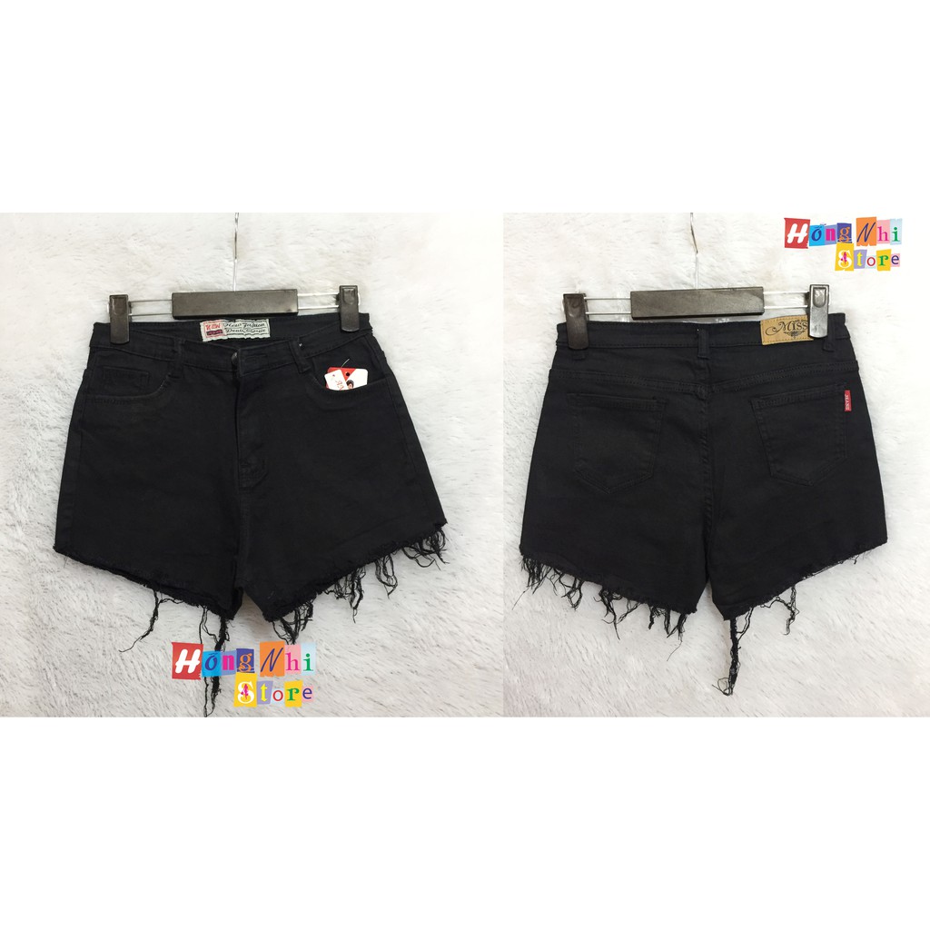 QUẦN SHORTJEAN QUẦN ĐÙI JEAN ĐEN CO DÃN LƯNG CAO TƯA LAI