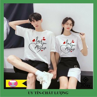 Áo thun in trái tim xếp chữ, vải đẹp hình in rõ nét.Áo đôi nam nữ tình yêu đẹp giá rẻ.