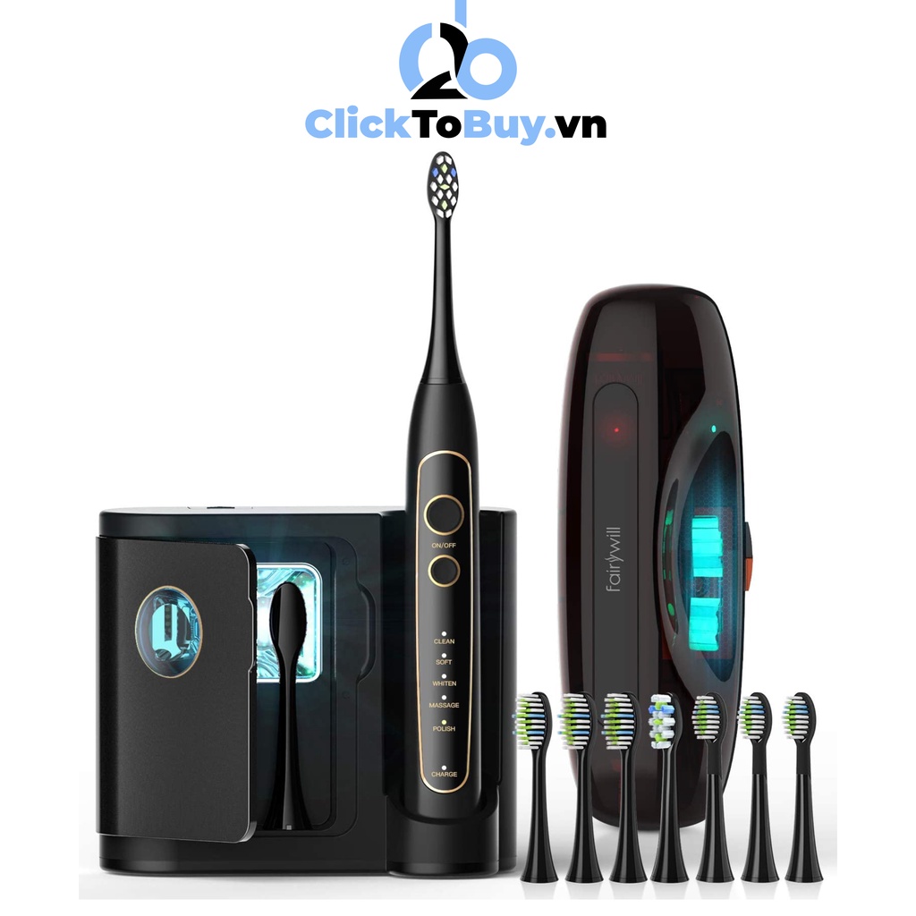 Bàn chải đánh răng điện Fairywill 2056, phiên bản cao cấp nhất của Fairywill với dock khử khuẩn bằng tia UV