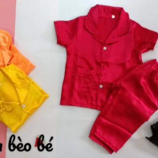Bộ pijama lụa, phối bèo cho bé size 1_4 (8-36kg)