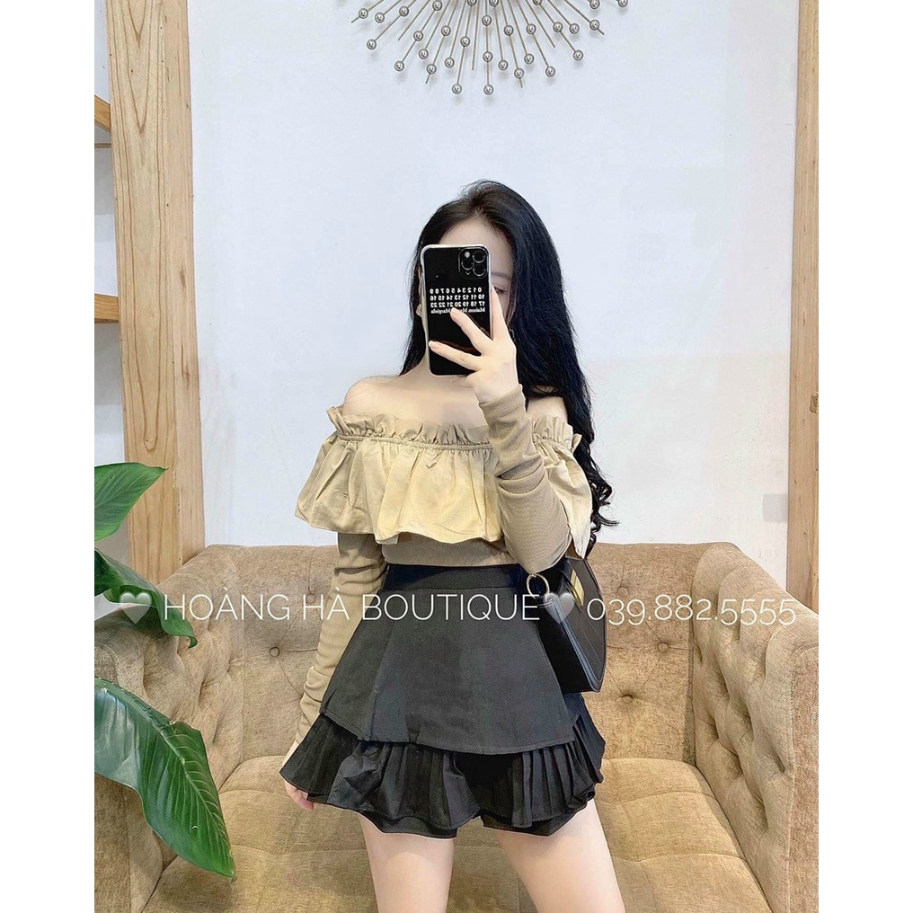 Áo kiểu tay dài gân bèo bệch vai form ôm mẫu thời trang nữ siêu xinh🌸❤️⭐️😜❤️🌸ls089