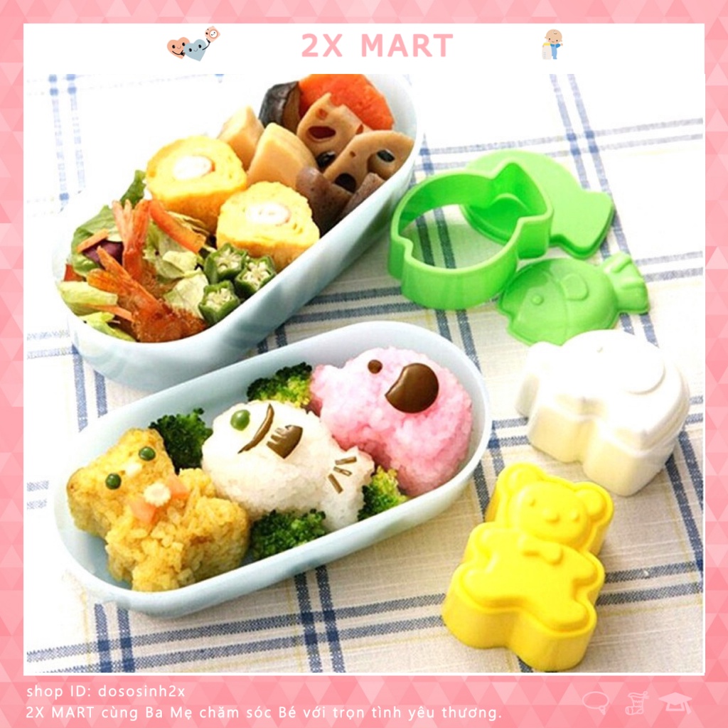 Khuôn làm cơm cho bé ép tạo hình đồ ăn dặm dễ thương kiểu Nhật 2X MART