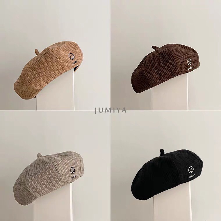 Mũ nồi beret trẻ em - Mũ nồi có dây rút cho bé trai bé gái từ 2-5 tuổi thêu Lucky dễ thương phong cách Hàn Quốc ML07