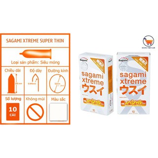 Bao cao su cao cấp Sagami Xtreme Super Thin siêu mỏng (Hộp10 bao)