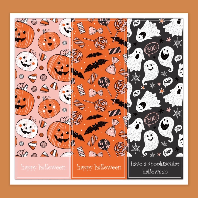 set 3 tem niêm phong hộp quà, túi quà Halloween size 3 x 9 cm