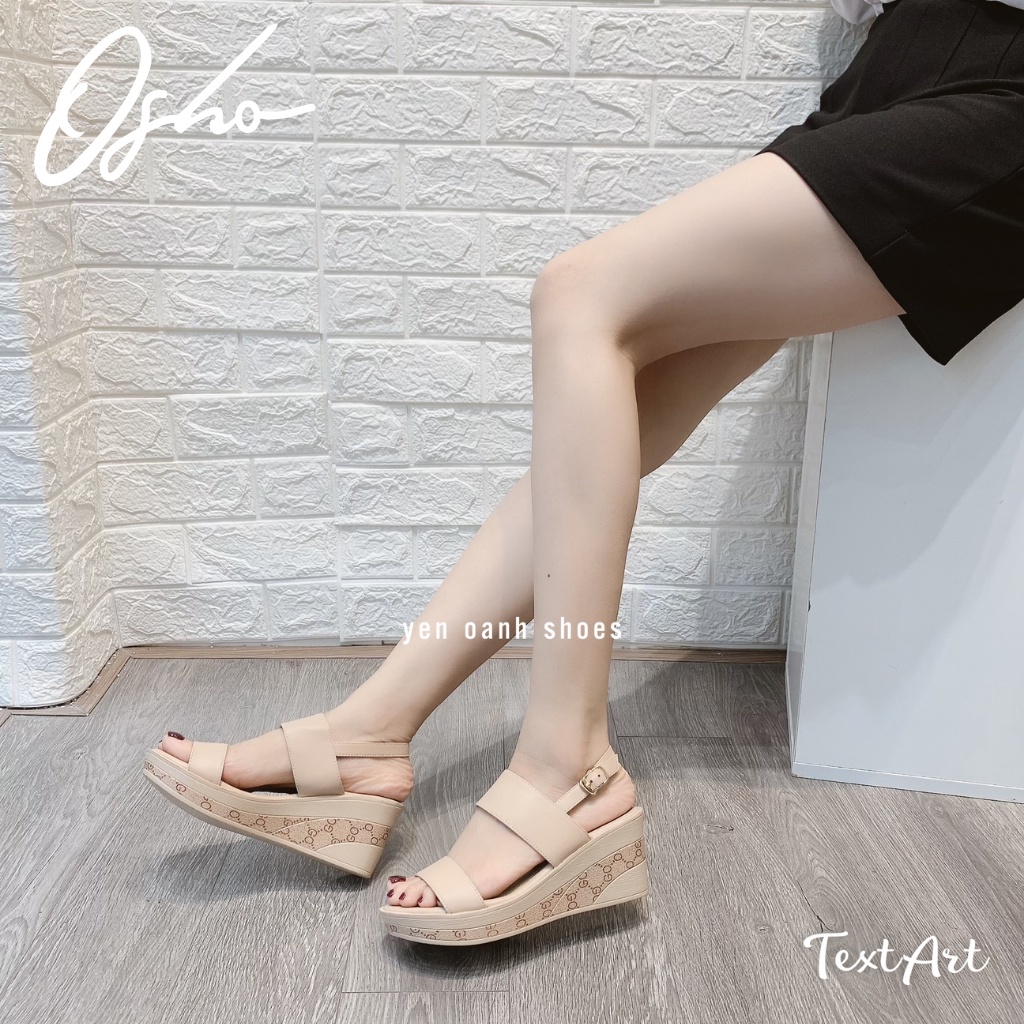 Sandal Cao Gót Nữ Cao Cấp OSHO Thiết Kế Quai Bản To Chắc Chân, Đế Xuồng Gót Cao 5cm Tôn Dáng