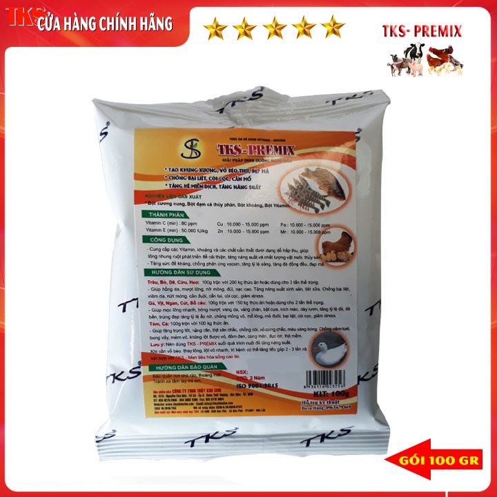 TKS- PREMIX: THỨC ĂN BỔ SUNG VITAMIN VÀ KHOÁNG - Gói 100GR