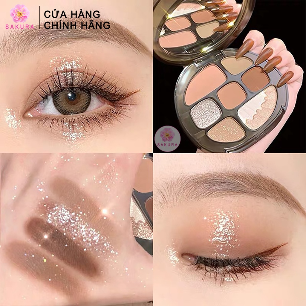 Bảng phấn mắt nội địa trung Maffick Dikalu Lameila 8 ô màu bắt sáng mắt nhũ che khuyết điểm tiện lợi bền màu lâu trôi