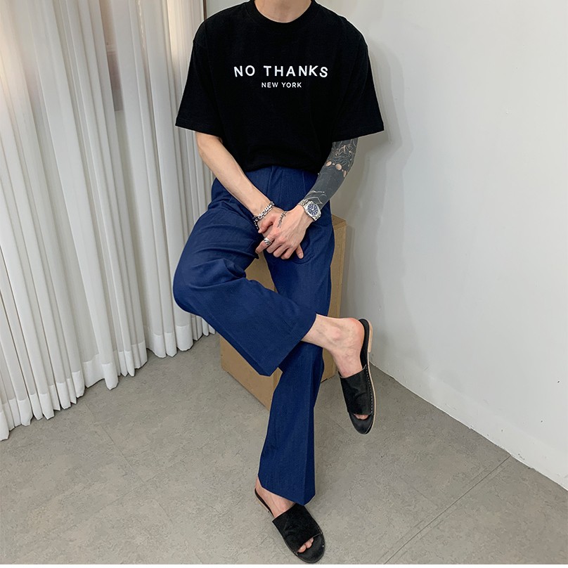 (Kèm clip) RYAN - Áo thun nam NO THANKS ngắn tay vải cotton cổ bo tròn thương hiệu RYAN form rộng phong cách Hàn Quốc | BigBuy360 - bigbuy360.vn