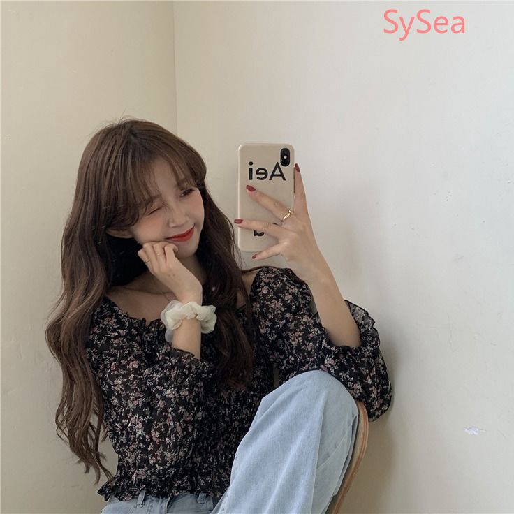 Áo chiffon dài tay in hoa thời trang mùa hè xinh xắn cho nữ | BigBuy360 - bigbuy360.vn