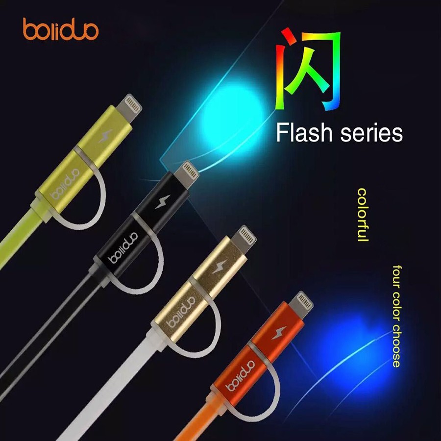Cáp Sạc Đa Năng 2 Trong 1 Boliduo X2 Có Đèn Báo Hiệu