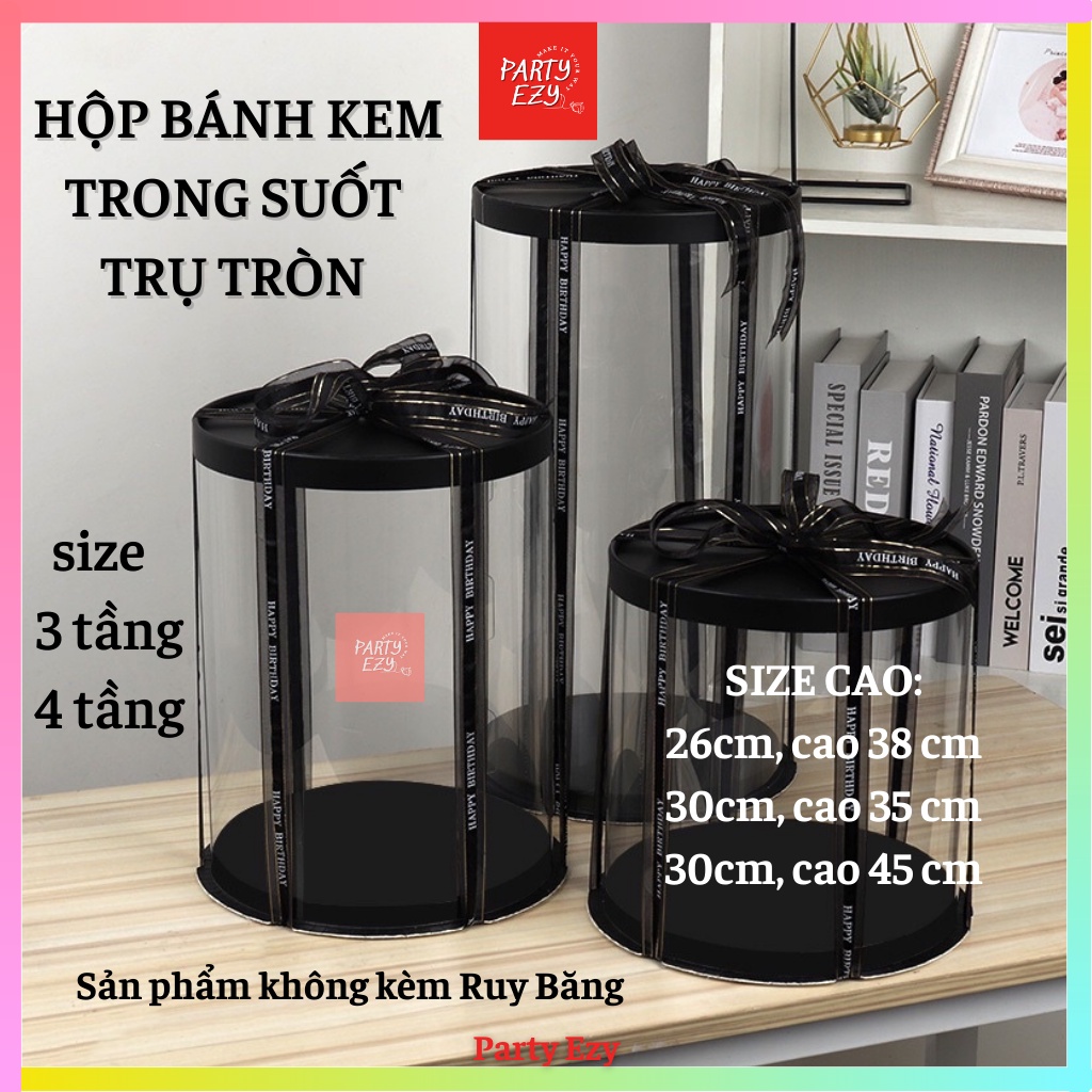 (LINK 2-SIZE CAO) HỘP TRỤ TRÒN TRONG SUỐT ĐA DỤNG-ĐỰNG QUÀ, BÁNH KEM, GẤU BÔNG....