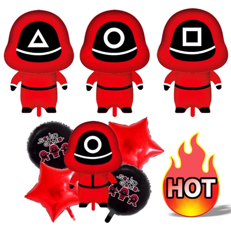 Bong bóng lá nhôm hình nhân vật phim trò chơi con mực dùng trang trí tiệc sinh nhật