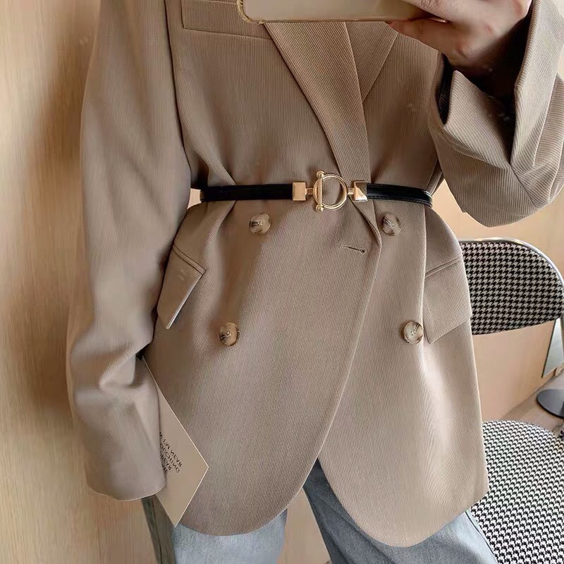 Thắt lưng khóa tròn vintage dành cho nữ có thể điều chỉnh độ rộng