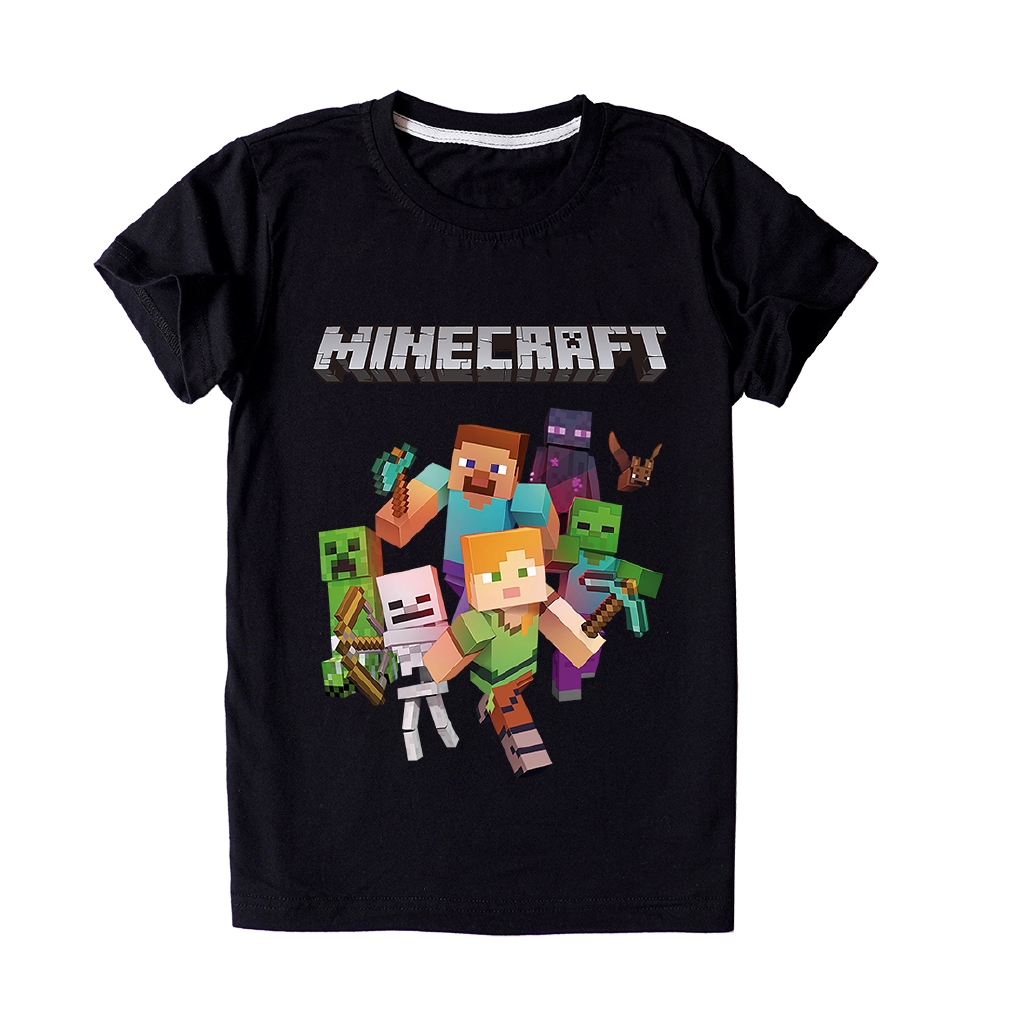 Áo Thun 100% Cotton In Họa Tiết Game Minecraft Dành Cho Các Bé