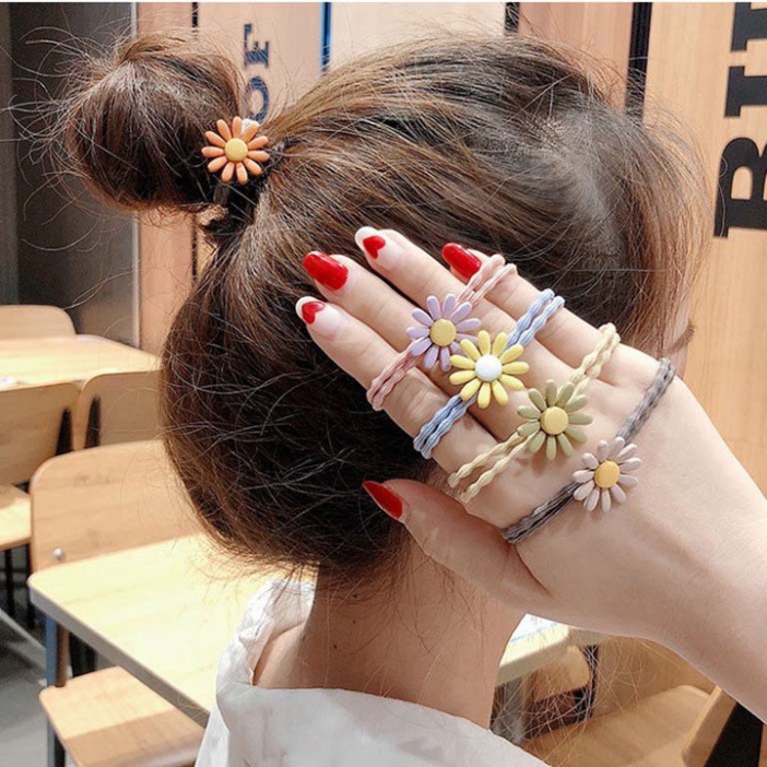Thun Cột Cặp Tóc Dễ Thương - Phụ Kiện Đồ Kẹp Tóc Nữ Hoa Cúc Đẹp Giá Rẻ Nhiều Màu