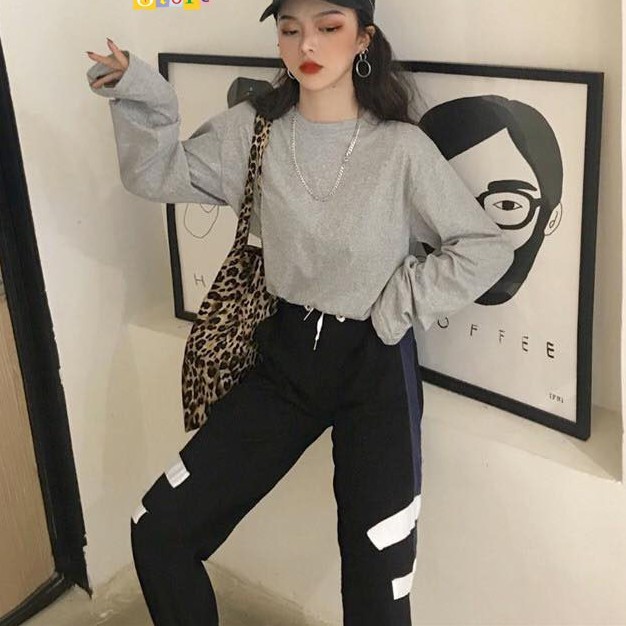 Áo Thun Tay Dài Trơn Long Tee Ulzzang Unisex Dáng Rộng Màu Xám - MM