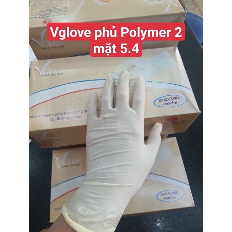 10 chiếc găng tay cao su y tế Vglove Khải Hoàn không bột