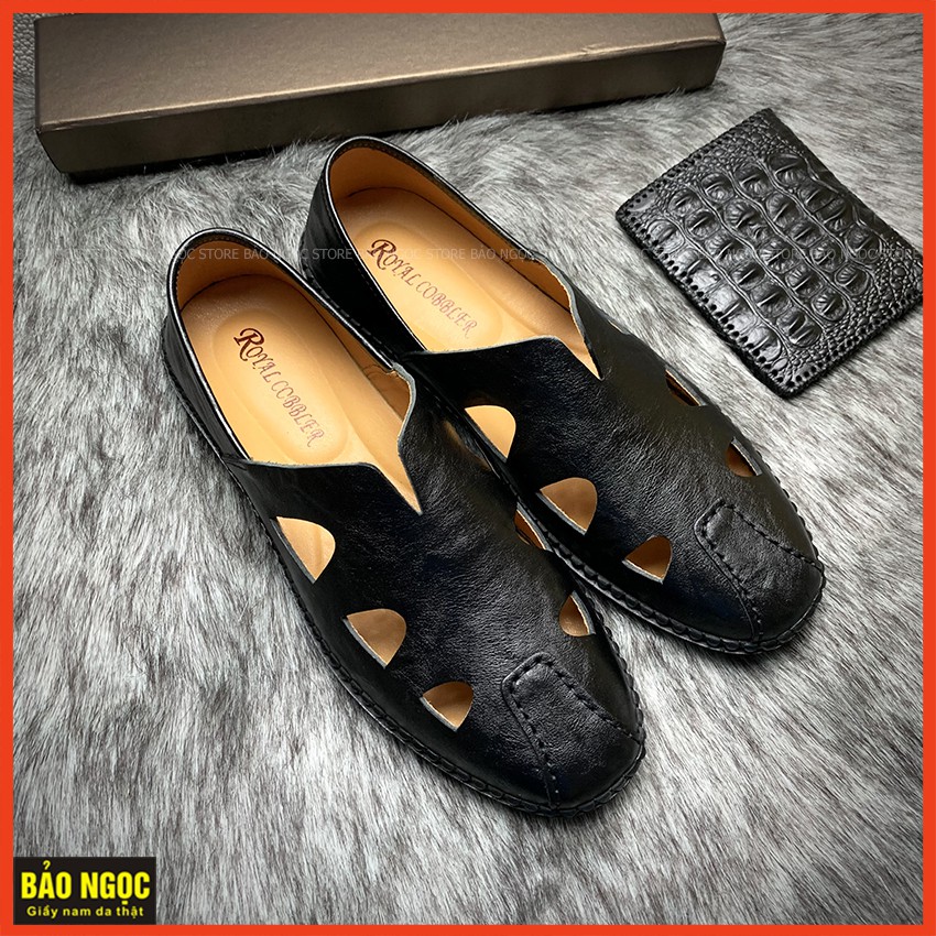 Giày lười nam mùa hè DA BÒ MỀM 2 Lớp Cao Cấp✅Giày Rọ Nam Đục Lỗ Thoáng Mát💥Bảo Hành Nổ Da-Bong Đế 12 Tháng✅ Mã TH663